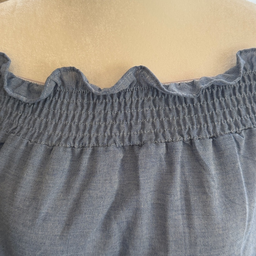 Ana & Rose Floral Embroidered Denim Look Off-Shoulder Top - Picture 5 of 8